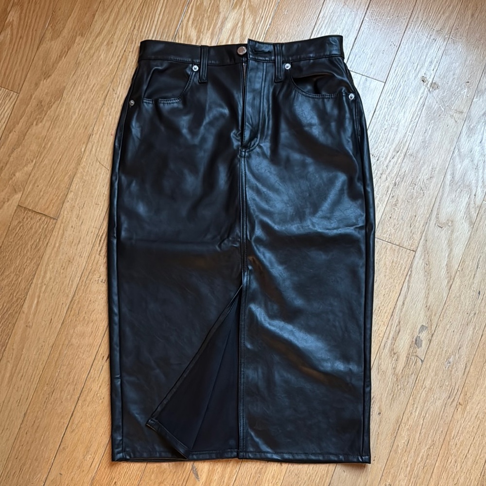 Black Leather Midi Skirt